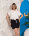 Sıfır Kollu Bağlamalı Crop Gömlek Beyaz S255359