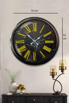 Siyah Mermer Desenli 52 Cm Metal Duvar Saati