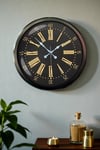 Siyah Roma Rakamlı 52 Cm Metal Duvar Saati