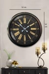 Siyah Roma Rakamlı 52 Cm Metal Duvar Saati