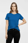 T-shirt Bisiklet Yaka Slim Fit Likralı Tişört Günlük Basic Body - İndigo