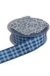 Tafta Ekoseli Kurdele 25 Mm İndigo 1 Metre