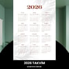 Takvim 2026 Premium A3 300 Gr Dijital Baskı Beyaz Bordo