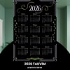 Takvim 2026 Premium A3 300 Gr Dijital Baskı Siyah Yeşil