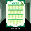 Takvim 2026 Premium A3 300 Gr Dijital Baskı Yeşil-beyaz