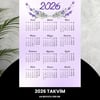 Takvim 2026 Premium A4 300 Gr Dijital Baskı Lavanta
