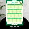 Takvim 2026 Premium A4 300 Gr Dijital Baskı Yeşil-beyaz