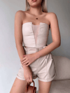 Tüllü Deri Crop Bej W24615