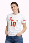 Türkiye Ay Yıldız Baskılı 10 Numara Forma Tişört Taraftar T-shirt - Beyaz