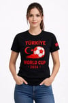 Türkiye World Cup 2026 Baskılı Tişört Futbol Temalı Forma T-shirt - Siyah