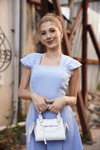 U Yaka Prenses Elbise Mavi S255101