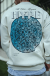 Üç İplik Bisiklet Yaka Baskılı Sweatshirt - Beyaz