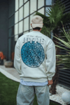 Üç İplik Bisiklet Yaka Baskılı Sweatshirt - Beyaz