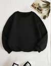 Üç İplik Biskilet Yaka Basic Sweatshirt - Siyah