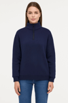 Üç İplik Dık Yaka Yarım Fermuarlı Sweatshirt - Lacivert