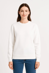 Üç İplik Düz Bisiklet Yaka Sweatshirt - Beyaz