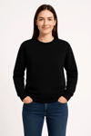 Üç İplik Düz Bisiklet Yaka Sweatshirt  - Siyah