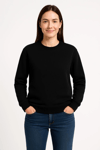 Üç İplik Düz Bisiklet Yaka Sweatshirt  - Siyah