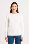 Üç İplik Düz Bisiklet Yaka Sweatshirt - Beyaz