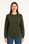 Üç İplik Düz Bisiklet Yaka Sweatshirt - Haki
