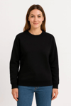 Üç İplik Düz Bisiklet Yaka Sweatshirt  - Siyah