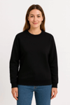 Üç İplik Düz Bisiklet Yaka Sweatshirt  - Siyah