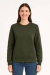 Üç İplik Düz Bisiklet Yaka Sweatshirt - Haki