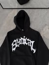 Üç İplik Kapşonlu Baskılı Oversize Sweatshirt- Siyah