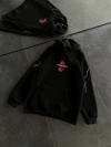 Üç İplik Kapşonlu Baskılı Oversize Sweatshirt- Siyah