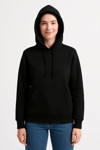 Üç İplik Kapüşonlu Kanguru Çepli Sweatshirt Hoodie - Siyah