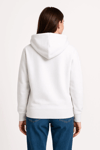 Üç İplik Kapüşonlu Kanguru Çepli Sweatshirt Hoodie - Beyaz