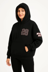 Üç İplik Kapüşonlu Ön Ve Arka Baskılı Sweatshirt Hoodie - Siyah