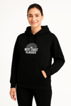 Üç İplik Kapüşonlu Ön Ve Arka Baskılı Sweatshirt Hoodie - Siyah