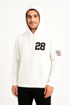 Üç İplik Kapüşonlu Ön Ve Arka Baskılı Sweatshirt Hoodie - Beyaz