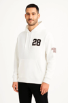 Üç İplik Kapüşonlu Ön Ve Arka Baskılı Sweatshirt Hoodie - Beyaz