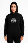 Üç İplik Kapüşonlu Ön Ve Arka Baskılı Sweatshirt Hoodie - Siyah