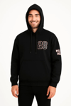 Üç İplik Kapüşonlu Ön Ve Arka Baskılı Sweatshirt Hoodie - Siyah