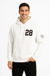 Üç İplik Kapüşonlu Ön Ve Arka Baskılı Sweatshirt Hoodie - Beyaz