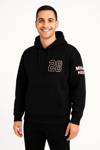 Üç İplik Kapüşonlu Ön Ve Arka Baskılı Sweatshirt Hoodie - Siyah