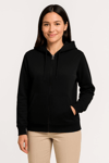 Üç İplik Kapüşonlu Tam Fermuarlı Kanguru Çepli Sweatshirt Hoodie - Siyah