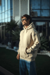 Üç İplik Penye Kapşonlu Basic Sweatshirt - Bej