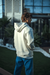 Üç İplik Penye Kapşonlu Basic Sweatshirt - Beyaz