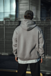 Üç İplik Penye Kapşonlu Basic Sweatshirt - Boyalı Gri