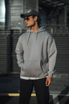 Üç İplik Penye Kapşonlu Basic Sweatshirt - Boyalı Gri