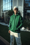 Üç İplik Penye Kapşonlu Basic Sweatshirt - Haki
