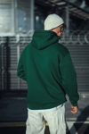 Üç İplik Penye Kapşonlu Basic Sweatshirt - Haki