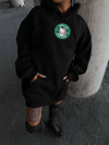 Üç İplik Penye Uzun Kol Kapşonlu Sweatshirt - Siyah
