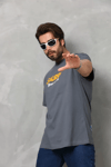 Unisex Basic Bisiklet Yaka Oversize T-shirt - Füme