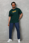 Unisex Basic Bisiklet Yaka Oversize T-shirt - Yeşil