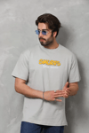 Unisex Basic Bisiklet Yaka Oversize T-shirt - Gri